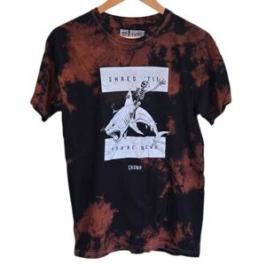 Chomp Black & Brown Design Graphic Shark T-shirt Mens Medium
